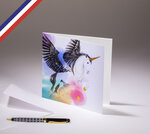 Carte double florilège créée et imprimée en france - belle licorne !