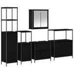 Ensemble de meubles de salle de bain 5 pièces en chêne noir en bois composite