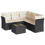 vidaXL Salon de jardin 6 Pièces avec coussins noir résine tressée