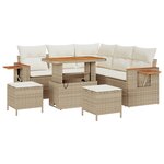 Ensemble de canapé de jardin à 8 pièces avec coussins beige poly rotin acacia