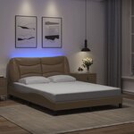 vidaXL Cadre de lit avec lumières LED cappuccino 140x190 cm similicuir