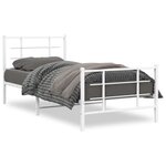 vidaXL Cadre de lit métal sans matelas avec pied de lit blanc 90x200cm