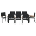 Ensemble salle à manger jardin 9 pièces vidaXL Noir Poly Rotin