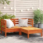vidaXL Canapé de jardin 2 places repose-pied cire marron bois massif