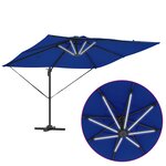 vidaXL Parasol Cantilever Roma avec LEDs Bleu Azur 286x285x270 cm Aluminium