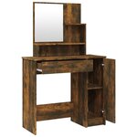 vidaXL Coiffeuse avec miroir Chêne fumé 86 5x35x136 cm