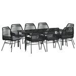 vidaXL Ensemble de Salle à Manger de Jardin 9 Pièces avec Coussins Noir Rotin Synthétique