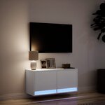 vidaXL Meuble TV mural avec lumières LED blanc 80x31x35 cm