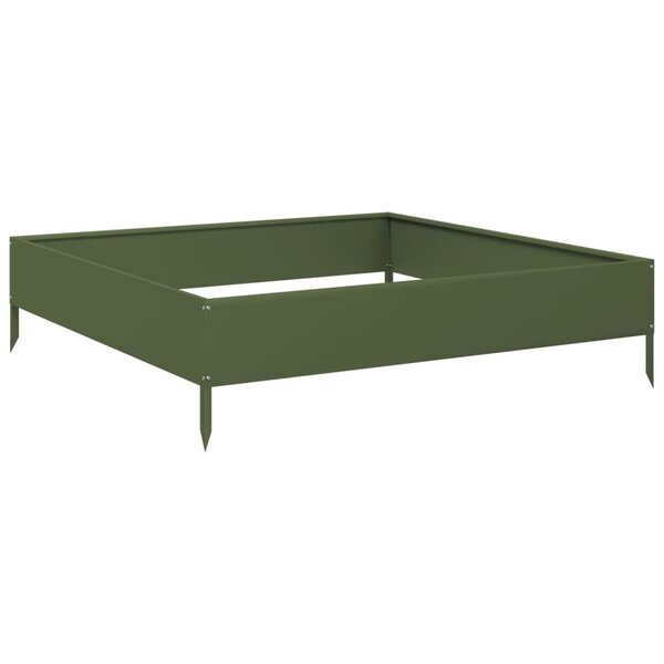 vidaXL Lit surélevé de jardin vert olive 100x100x26 cm acier