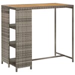 vidaXL Ensemble de bar de jardin 5 Pièces avec coussins gris poly rotin