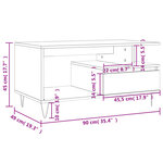 vidaXL Table basse Gris béton 90x49x45 cm Bois d'ingénierie