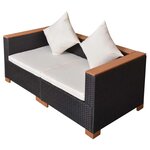 vidaXL Canapé de jardin Résine tressée Noir