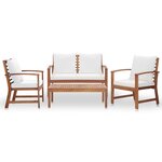vidaXL Salon de jardin avec coussins 4 Pièces Bois d'acacia solide