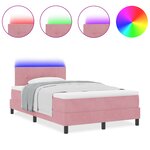 Lit à sommier tapissier avec matelas et LED Rose 120x200 cm Velours