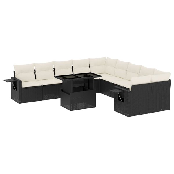 vidaXL Salon de jardin 11 Pièces avec coussins noir résine tressée