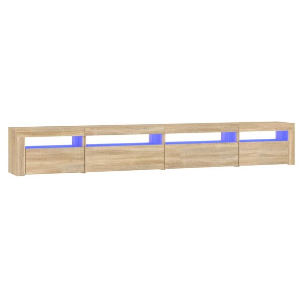 vidaXL Meuble TV avec lumières LED Chêne sonoma 270x35x40 cm