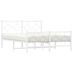 vidaXL Cadre de lit métal avec tête de lit/pied de lit blanc 135x190cm