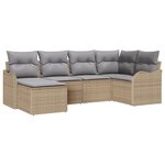 Ensemble de canapés de jardin 6 pièces avec coussins beige rattan poly