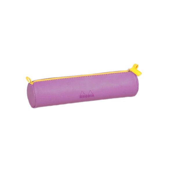 Rhodia : trousse ronde simili cuir 5.5 x 21.5 cm - lilas