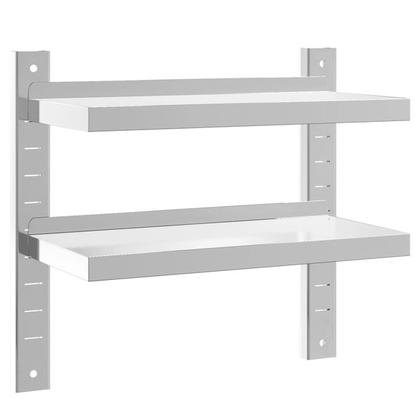 vidaXL Étagère murale 2 niveaux 50x23 5x60 cm argenté acier inoxydable