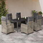 vidaXL Ensemble à manger de jardin et coussins 7 Pièces gris clair rotin