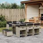 vidaXL Ensemble à manger de jardin 11Pièces avec coussins gris poly rotin