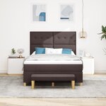 Lit Box Spring vidaXL avec Matelas & Banc Marron Foncé 160x200 cm Tissu