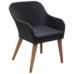 vidaXL Salon de jardin 9 Pièces avec coussins Résine tressée Noir