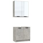 vidaXL Meubles de salle de bain 2 Pièces Gris béton Bois d'ingénierie