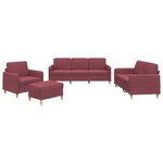 vidaXL Ensemble de canapés 4 Pièces avec coussins Rouge bordeaux Tissu