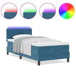 vidaXL Lit à Sommier avec Matelas & LED Bleu Foncé 90x200 cm Velours