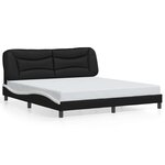 vidaXL Cadre de lit avec lumières LED noir blanc 180x200 cm similicuir
