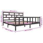 vidaXL Cadre de lit sans matelas gris bois massif 200x200 cm