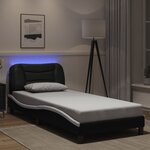 vidaXL Cadre de lit avec lumières LED noir blanc 90x200 cm similicuir