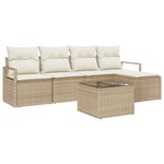 Ensemble de Canapé de Jardin de 6 Pièces avec Coussins Rotin Synthétique Marron