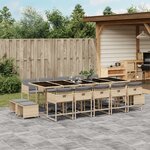 vidaXL Ensemble à manger de jardin et coussins 15 Pièces mélange beige
