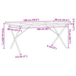 vidaXL Table à manger cadre en X 180x90x75 5 cm bois pin massif acier