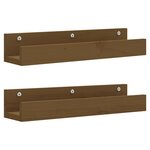vidaXL Étagères murales 2 Pièces Marron miel 50x12x9cm Bois de pin massif