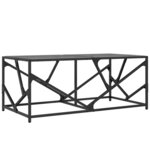 vidaXL Table basse avec dessus en verre noir 98 5x50x41 cm acier