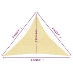 vidaXL Voile d'ombrage 160 g/m² Beige 6x6x6 m PEHD