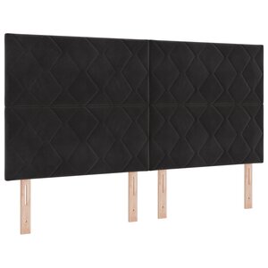 vidaXL Lit Box Spring avec Matelas Noir Super King Velours