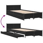 vidaXL Cadre de lit avec tiroirs sans matelas noir 90x200 cm