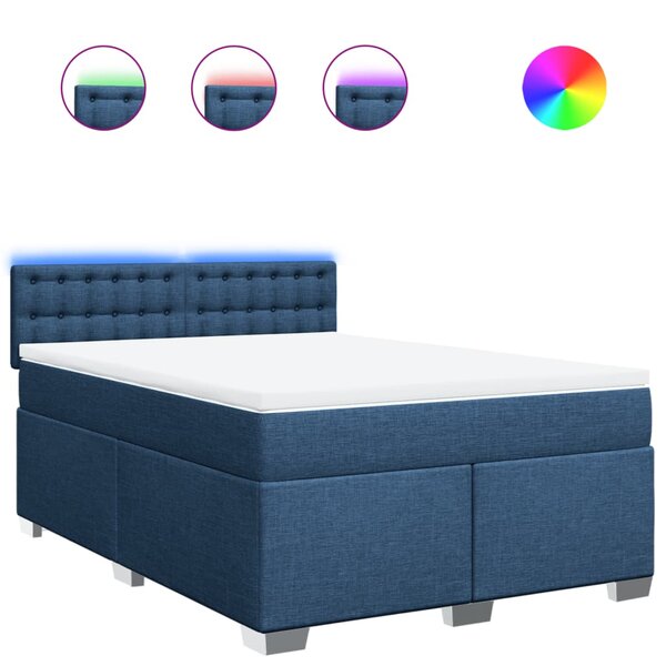 vidaXL Sommier à lattes de lit avec matelas Bleu 140x190 cm Tissu