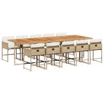 vidaXL Ensemble à manger de jardin et coussins 11 Pièces beige poly rotin
