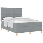 vidaXL Lit à sommier avec matelas gris clair 140x200 cm tissu