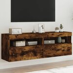 vidaXL Meubles TV muraux et lumières LED 2Pièces chêne fumé 60x30x40 cm