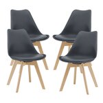 Lot de 4 chaises de salle à manger similicuir hêtre gris 03_0006763