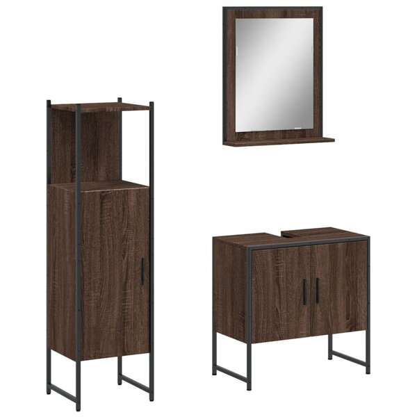 vidaXL Ensemble d'armoires de salle de bain 3 Pièces chêne marron