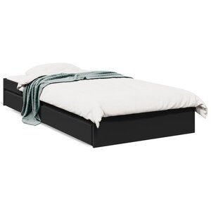 vidaXL Cadre de lit avec tiroirs sans matelas noir 100x200 cm