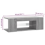 vidaXL Meuble TV avec lumières LED Sonoma gris 90x39x30 cm